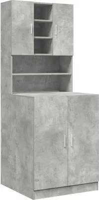 Immagine prodotto di vidaXL Armadi per lavatrice 2 pezzi. Materiale a base di legno grigio cemento
