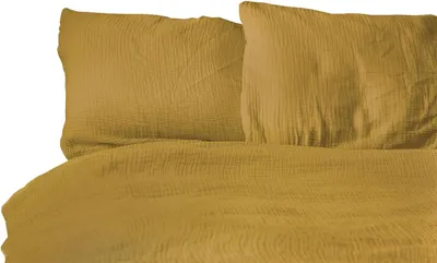 Produktbild von Musselin Bettwäsche aus 100% Baumwolle - Uni Gold 135x200 cm