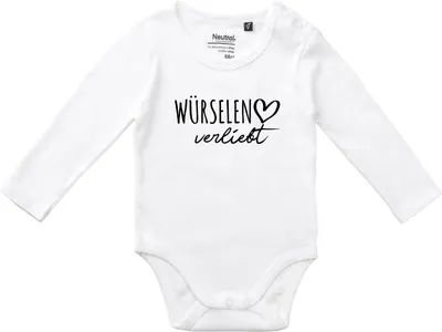 Produktbild von Huuraa Baby Body Würselen verliebt 74 White  Baumwolle Fairtrade Langarmbody Geschenkidee