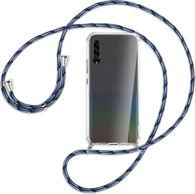 Produktbild von Handykette Backcover-Schutzhülle mit Band (Metall silberfarben) für Samsung Galaxy A90 5G - Blautöne