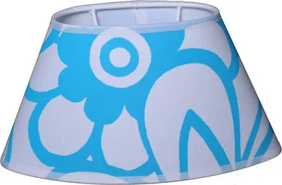 Produktbild von Lampenschirm für Tischleuchte in Oval Weiß Blume Aqua Blau Wandleuchte