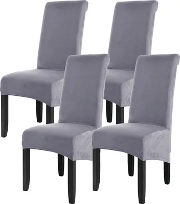 Produktbild von Esszimmer Stretch Stuhlbezüge XL Elastische Stuhlhussen Mit Hoher Rückenlehne Für Bankett-Restaurant-Dekoratio(4 Stück,Hellgrau)