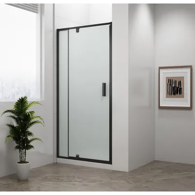 Obrázok produktu pre EASY BLACK otočné sprchové dvere 880-1020 mm, sklo BRICK