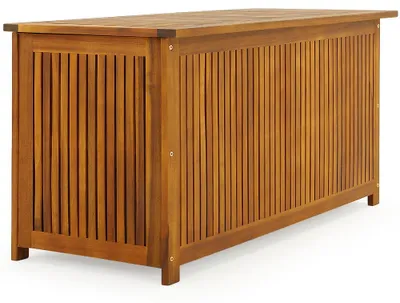 Obrázek produktu pro CASARIA® zahradní box dřevo akácie 205L víko 160kg nosnost odolný proti povětrnostním vlivům polštářový box úložný box zahrada balkon zimní zahrada sedací truhla 115x50cm