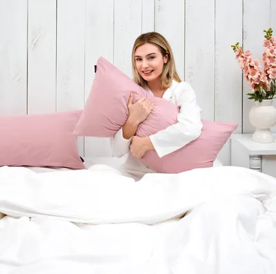 Produktbild von Brielle 2er Set 100% Baumwolle Biber Kissenbezüge mit verdecktem Reißverschluss 40 x 80 Rosa