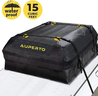 Produktbild von Famanu Dachbox faltbar 0,43 Kubikmeter wasserdicht - Auto Aufbewahrungsbox schwarz