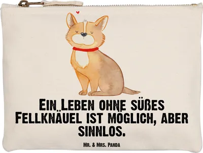 Produktbild von Mr. & Mrs. Panda Kosmetiktasche Hund Glück Grösse XL Große - Weiß - Geschenk, Herz, Etui, Corgie, Sprüche, Kulturbeutel, Schlampermäppchen, Federtasche, Stifteetui