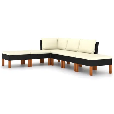 Produktbild von vidaXL 6-tlg. Garten-Lounge-Set mit Kissen Poly Rattan Schwarz