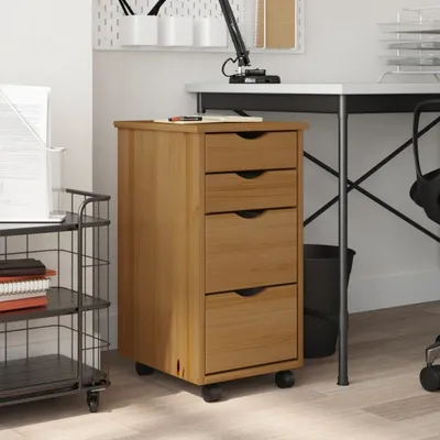 Produktbild von Möbel Rollschrank mit Schubladen MOSS Honigbraun Massivholz Kiefer - Kommoden &44486