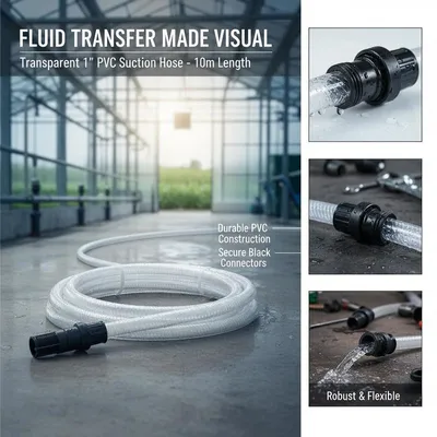 Imagen del producto de Manguera de succión, material PVC, longitud de 10 metros, transparente
