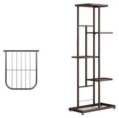 Image de Étagère à plantes, design à 5 niveaux, pour intérieur et extérieur, couleur marron