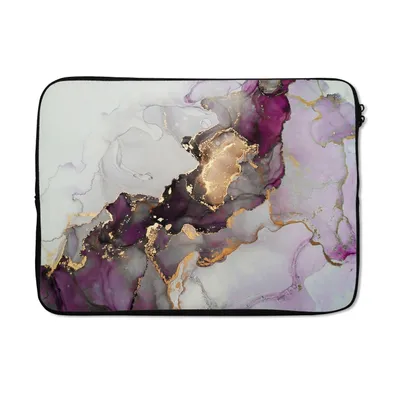 Produktbild von MuchoWow® Laptop Hülle 13 Zoll Marmor - Abstrakt - Gold - Lila Laptoptasche - Laptophülle - Sleeve - Rundumschutz