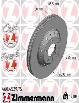 Produktbild von ZIMMERMANN Bremsscheibe Vorne Rechts für PORSCHE Cayenne (92A) 390mm 460.4529.75