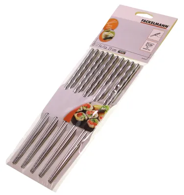 Produktbild von FACKELMANN 30100 Asia Line Essstäbchen | 5 Paare | Edelstahl | Länge: 230mm