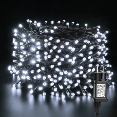 LED-Lichterkette 50 m, 500 LEDs, kaltweiß, 8 Modi, mit Stecker