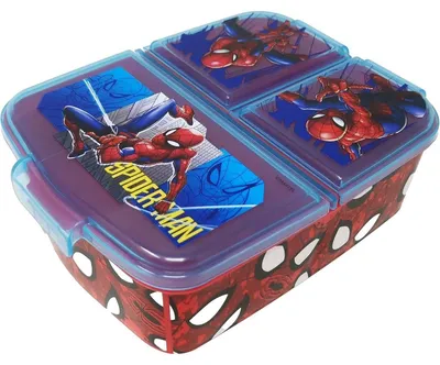 Productafbeelding van Lunchbox voor kinderen, broodtrommel, sandwichbox met compartimenten, BPA-vrij, Spider-Man