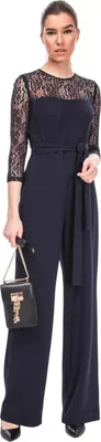 Zdjęcie produktu dla Elegancki granatowy kombinezon damski z koronki marki DKNY, rozmiar S