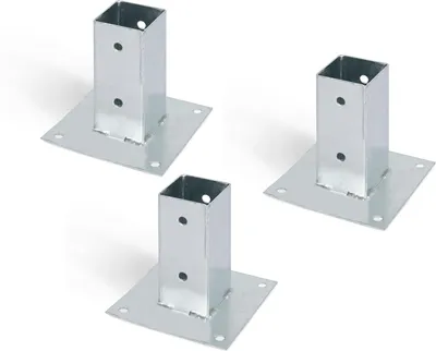 Zdjęcie produktu dla Alberts 211875 Tuleja wkręcana do okrągłych lub kwadratowych słupków drewnianych, ocynkowana ogniowo, 61 x 61 mm, zestaw 3 szt