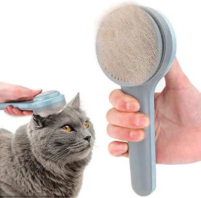 Produktbild von Famanu Haustierbürste Selbstreinigend - Für Hunde und Katzen, Ergonomisches Design