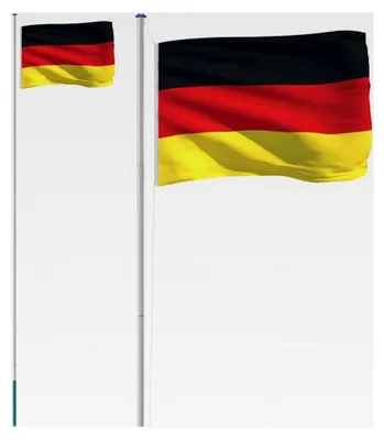 Produktbild von Deutschlandflagge mit Mast, wetterfester Fahnenmast aus Aluminium, Nationalflagge für Garten, Länderflagge, 6,08 m