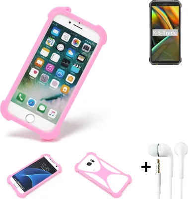Produktbild von K-S-Trade Bumper + Kopfhörer kompatibel mit Blackview BV5100 Handy Hülle Schutzhülle Silikon Schutz Hülle Cover Case Silikoncase Silikonbumper TPU