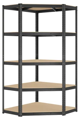 Produktbild von SONGMICS Eckregal 5 Ebenen, Schwerlastregal, Metall, Lagerregal für Garage, Abstellraum, Kellerregal, bis 875 kg belastbar, 1er Set(180 x 70 x 40 x 43 cm) tintenschwarz-naturbeige GLR080B01