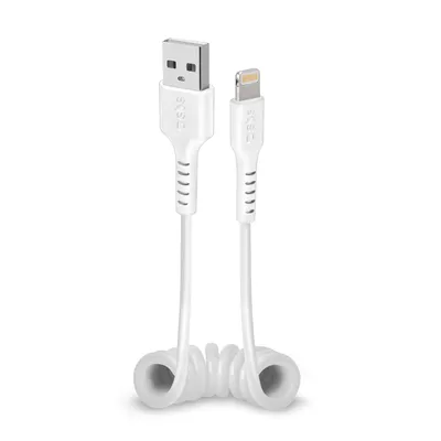 Produktbild von SBS USB auf Lightning Spiralkabel 17-50cm weiß