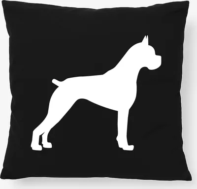 Produktbild von Huuraa Kissen Deutscher Boxer Silhouette 40x40cm mit Füllung Black Baumwolle Dekokissen Geschenkidee
