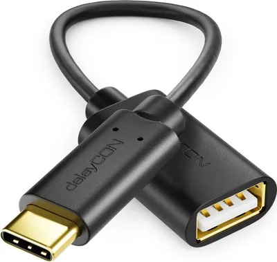 Produktbild von deleyCON Adapter USB C auf USB A - OTG - USB C Stecker auf USB A Buchse - Kabel kompatibel mit iPhone 16 Pro Max/15 Pro Max, iPad Pro, MacBook Pro/Air, Galaxy S24/S23/S22, PC, Computer, Notebook