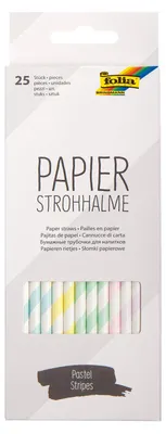 Papierstrohhalme Pastellstreifen 19,7 cm, 25 Stück