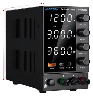 Obrázok produktu pre Napájanie, nastaviteľné napätie, konektor USB-A/TYPE-C, DPS 120 V, 3 A, 360 W, 220 V, zástrčka EU
