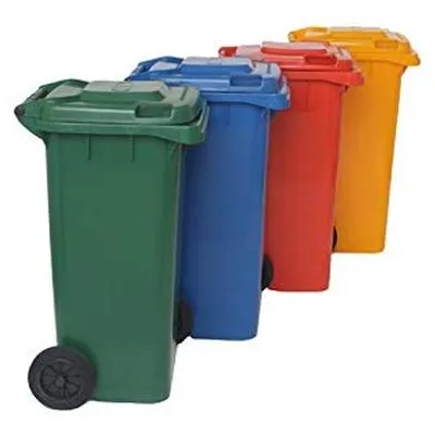 Produktbild von Container mit 120 Litern Volumen, auf Rädern und aus HDPE-Material