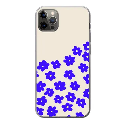 Produktbild von MuchoWow® Handyhülle Schutzhülle Hülle für iPhone 12 Pro Max Blume - Blau - Muster Silikon Softcase Handy Hülle - Hartschale