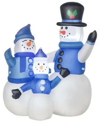 Produktbild von HOMCOM Schneemann Familie Selbstaufblasbare Dekoration LED mit Gebläse Blau