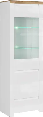 Obrázek produktu pro Konzimo vitrína s dvířky nadčasový design moderní styl "DAMINO", bílá, laminovaná nábytková deska, moderní, 68x202x41,5 cm
