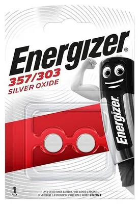 Image de Pile bouton à l'oxyde d'argent Energizer 357-303, pack de 2