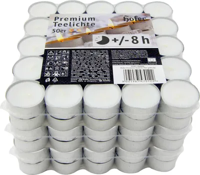 Produktbild von HOFER Teelichter 150 Stück – Weiß – 8h Brenndauer – Duftfrei – Ideal für Deko & Feiern
