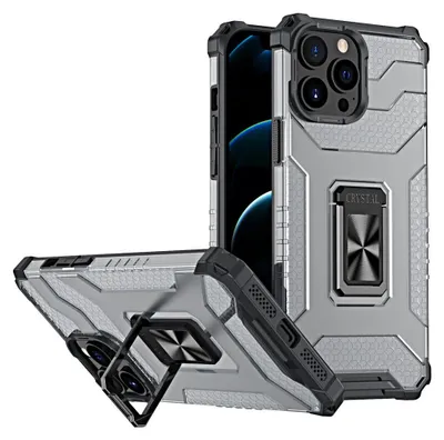 Produktbild von Crystal Ring Case gepanzerte Hybridhülle + Magnethalterung iPhone 12 Pro Max schwarz