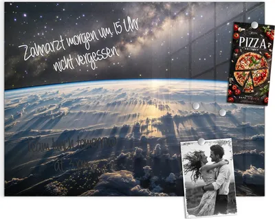 Produktbild von Magnettafel 120x90cm Pinnwand Whiteboard beschreibbar - Weltall Sonnenaufgang