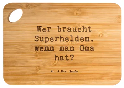 Produktbild von Mr. & Mrs. Panda Schneidebrett Spruch Oma Heldin - Transparent - Geschenk, Omi, Brett, Geborgenheit, holzschneidebrett, Holzbrett, Dankeschön, Frühstücksbrett, herzlich