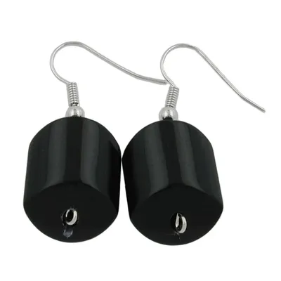 Produktbild von Ohrhaken Ohrhänger Ohrringe 37x15mm Schrägperle Kunststoff schwarz-glänzend schwarz 37x15mm