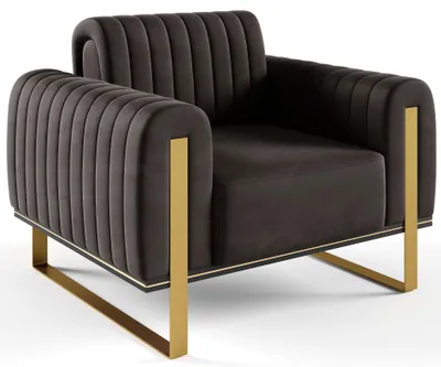 Produktbild von Selsey Parissa - Sessel, Samt Schwarz goldene Füße, 106 cm
