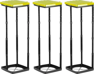 Productafbeelding van Vuilniszakhouder – In hoogte verstelbaar, geschikt voor 3 vuilnisbakken van 25-120 liter met deksel, een insteeksysteem en een klemring voor gele vuilniszakken