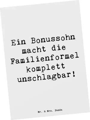 Produktbild von Mr. & Mrs. Panda Grußkarte Spruch Unschlagbarer Bonussohn - Weiß - Geschenk, persönliche Erinnerungen, Stiefsohn, Postkarte, Ansichtskarten, Wertschätzung, Postkarten