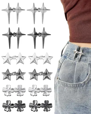 12 Paar verstellbare Jeansknöpfe, 3 Stile, Hosen-Clip