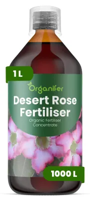 Obrázok produktu pre Desert Rose, tekuté hnojivo, 1 L – vzťah živín NPK: 2-1-8 – vhodné pre sukulenty – pre zdravé listy a bohaté kvitnutie – podporuje rast koreňov a vitalitu – organické