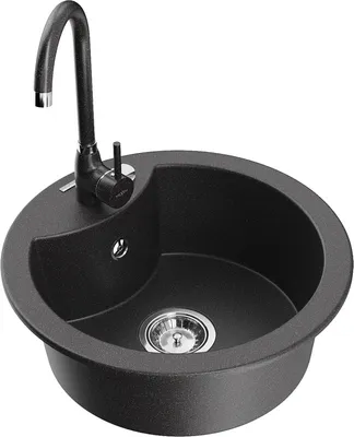 Produktbild von Mexen Diego 1-Becken-Granit-Spüle mit Mischbatterie Telma, Schwarz gesprenkelt - 6512-76-670200-76