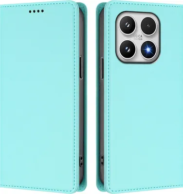 Image de Étui en cuir pour Xiaomi 17, étui à rabat magnétique en cuirPolyuréthaneavec support, vert menthe