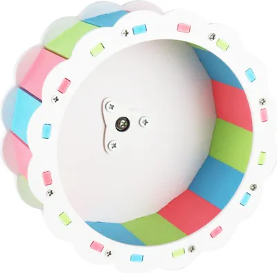 Produktbild von Hamsterrad Stille Sonnenblumenform PVC Schraubmontage Haustier für Sport drei Farbe, Himmelblau und Sakura Pink Apfelgrün 13 cm/5,1in