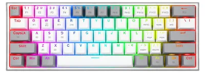 Produktbild von REDRAGON K616-RGB-WG Fizz Pro, Verkabelt & Kabellos, USB + RF Wireless + Bluetooth, Mechanischer Switch, Grau, Weiß
